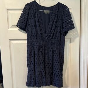 Navy Anthropologie Somerset Eyelet Dress XL